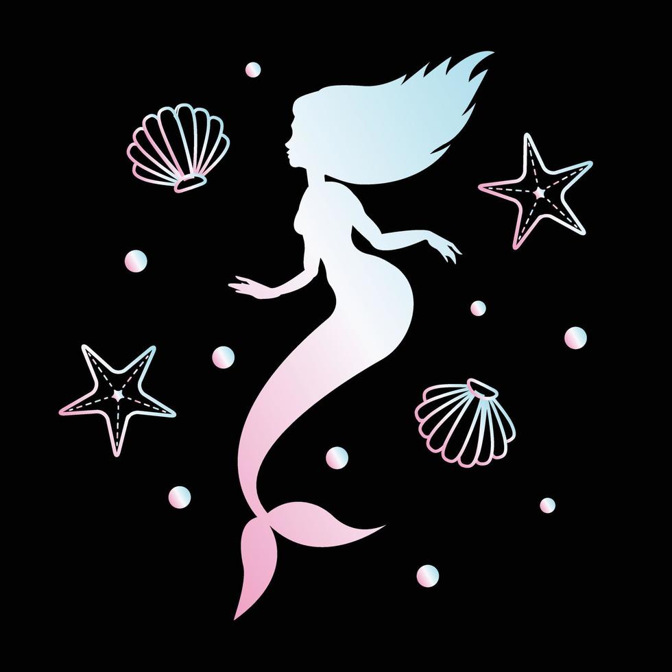 Vector flat mermaid silhouette