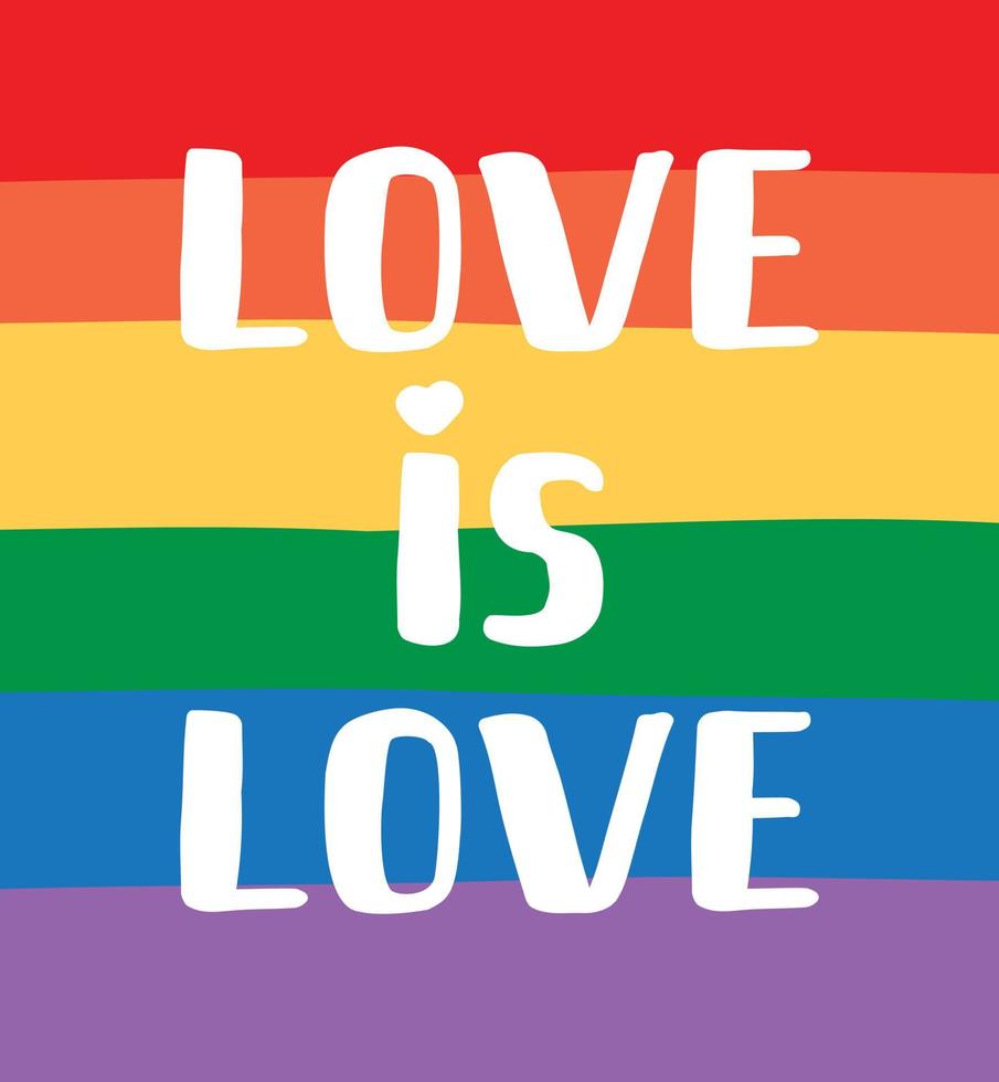 Vector lgbtq rainbow flag and love wins