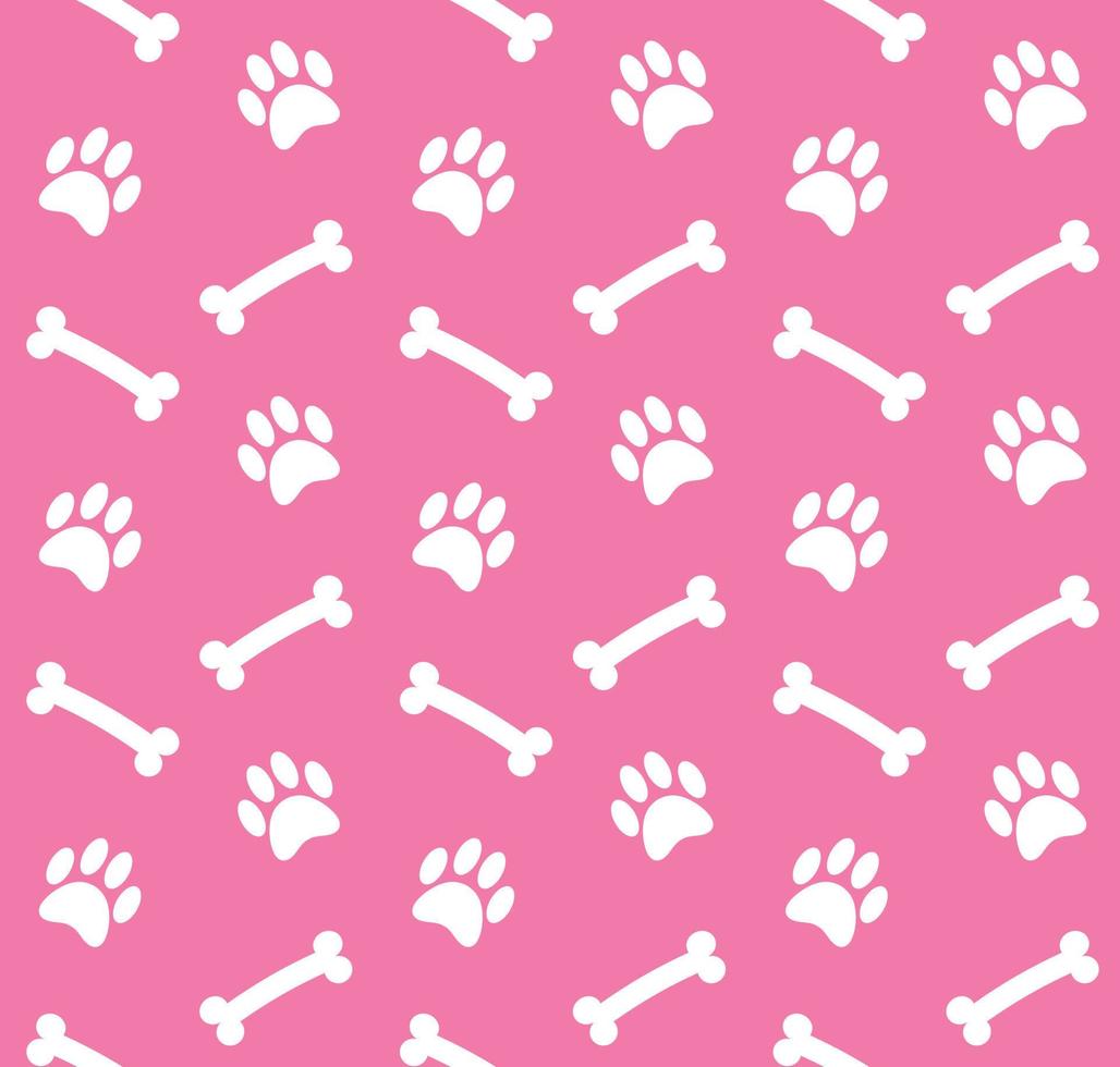 Vector seamless pattern of paws and bones