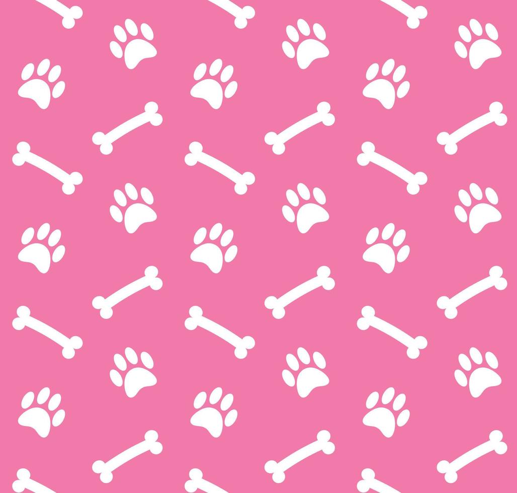 Vector seamless pattern of paws and bones