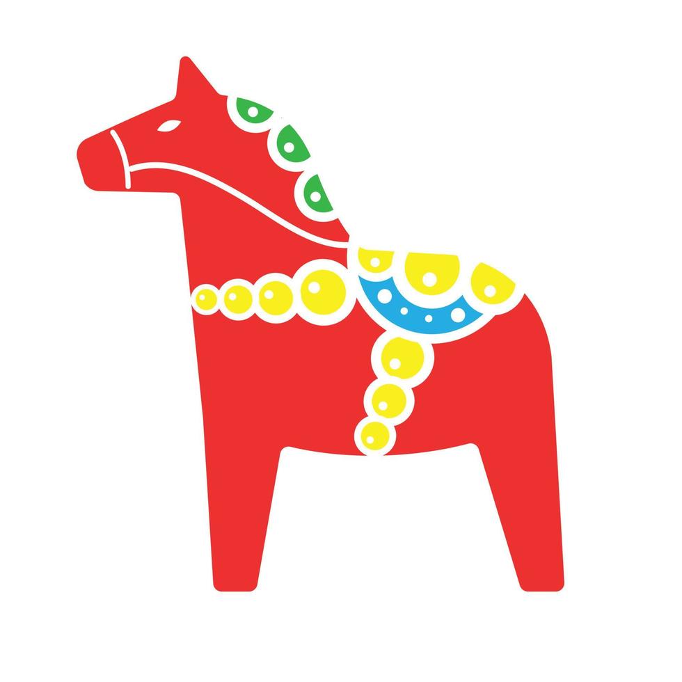 Vector flat dala horse with ornaments