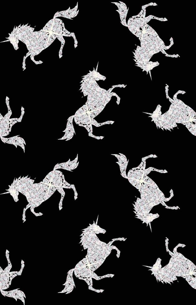 Vector seamless pattern of flat unicorn silhouette