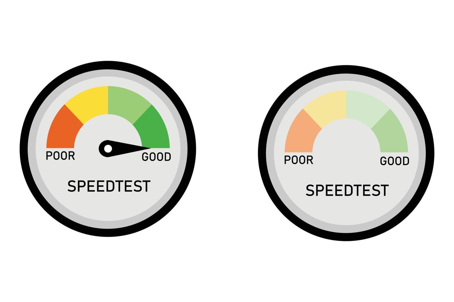 Internet speed meter illustration in Vector format. Suitable to be used as a design element for internet speed, network quality, internet connection performance. Available with and without pointer