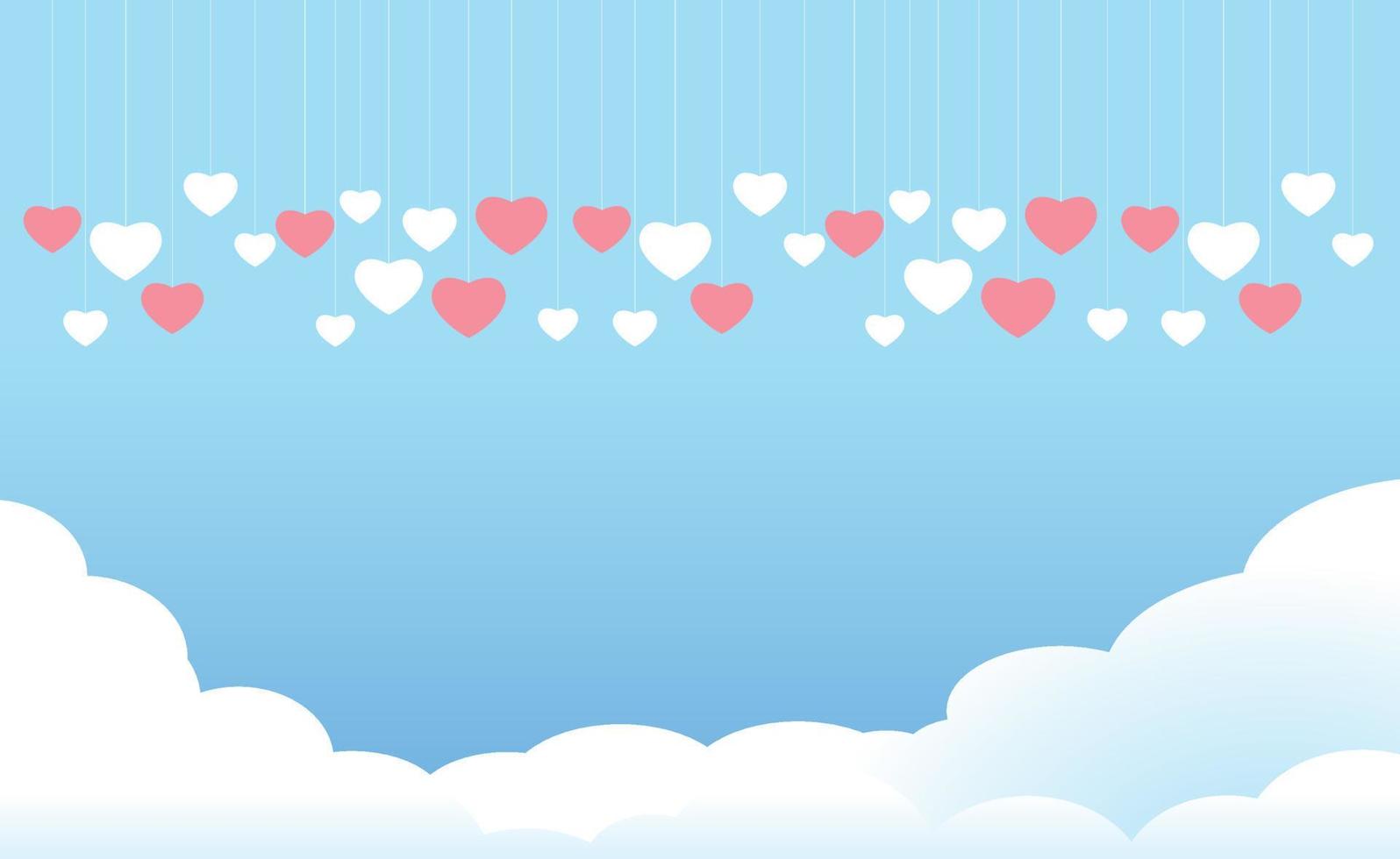 happy valentine s day, hanging hearts background vector