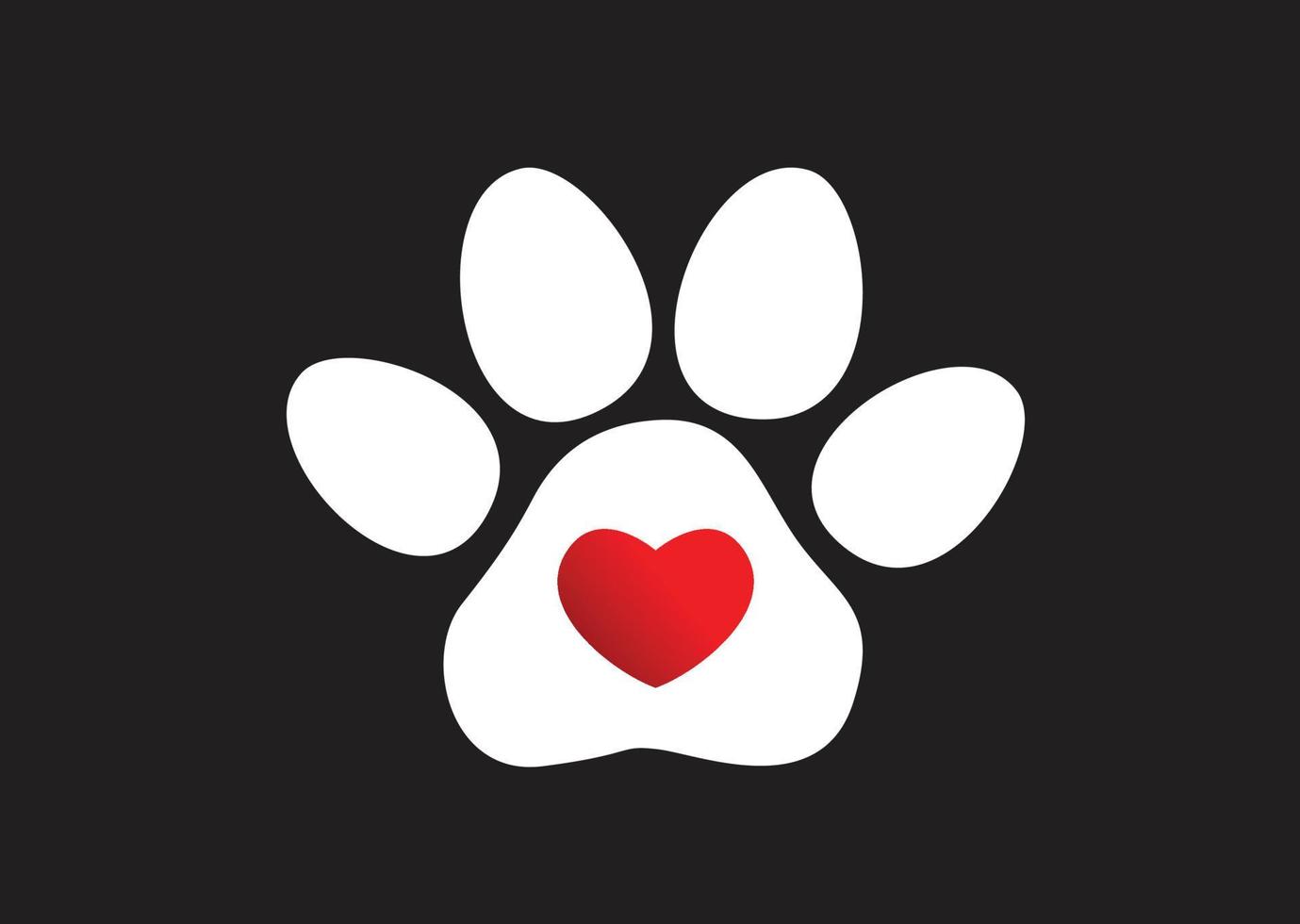 Animal paw and heart , vector icon.