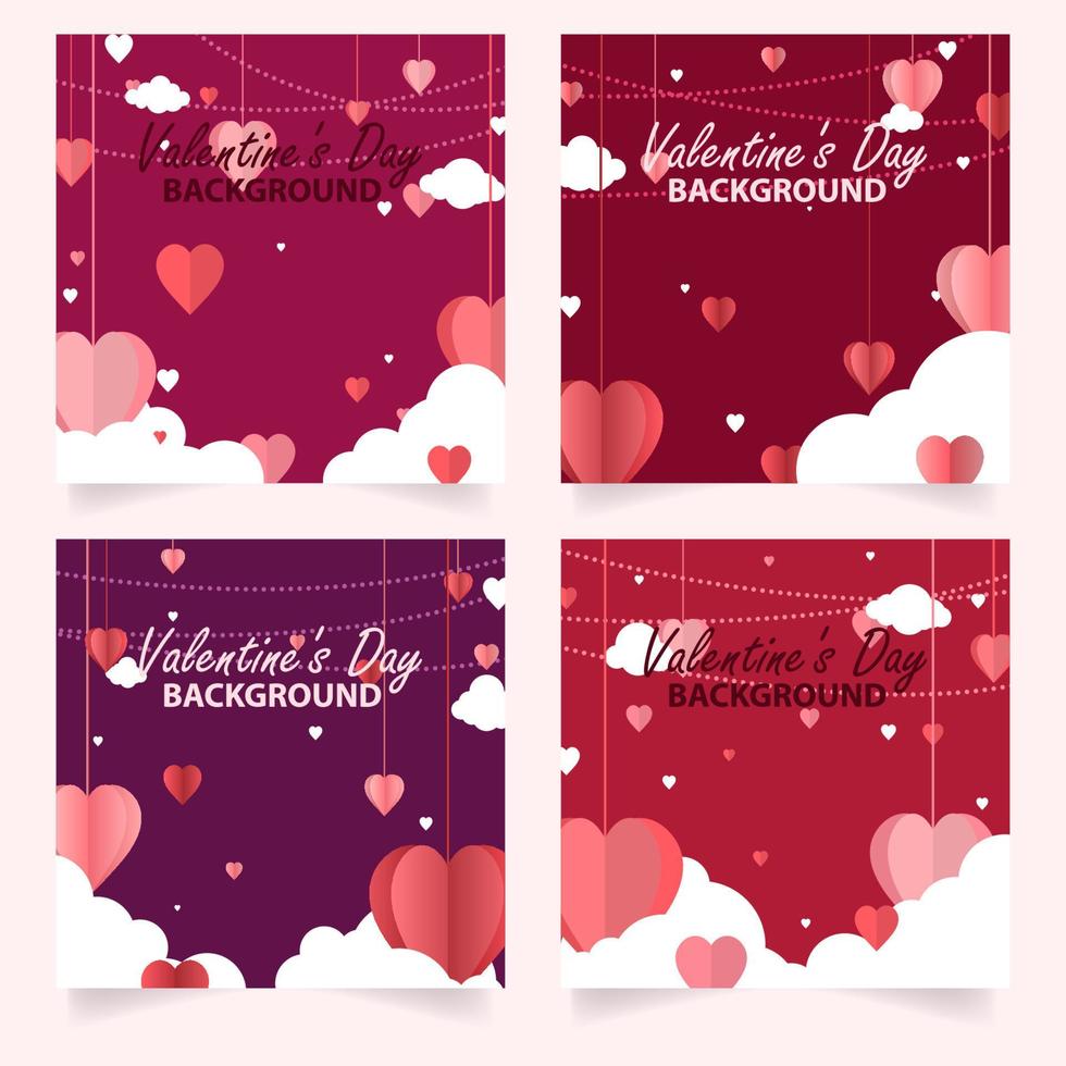 plantilla cuadrada del día de san valentín para publicación en medios sociales, promoción, tarjeta de felicitación, aplicaciones móviles, diseño de banner y anuncios web ilustraciones vectoriales de fondo eps10 vector