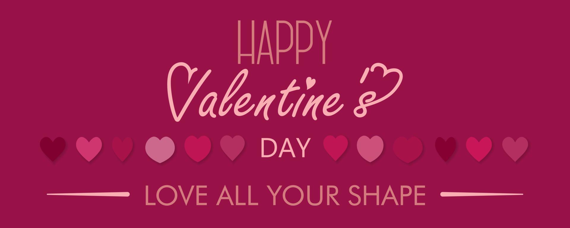 happy valentine day love all your shape typography vector illustrations background in purple red color with different love, heart shape template