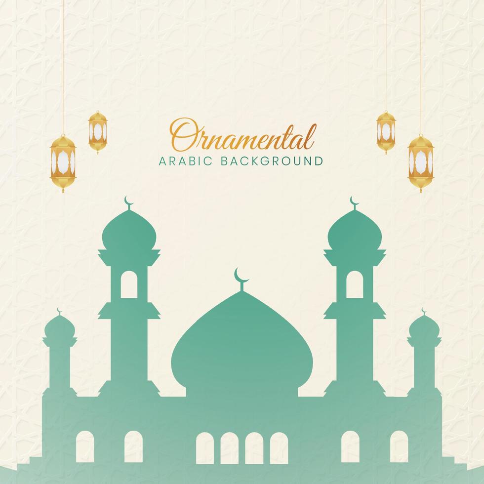 Islamic Ornamental Arabic Pattern Background With Mosque and Lanterns vector