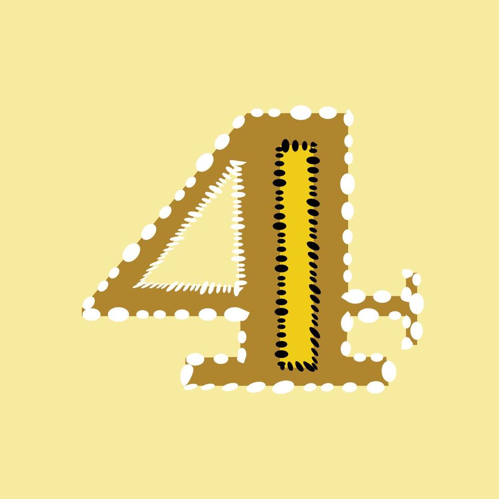 Number four or 4 colorful isolated vector design.