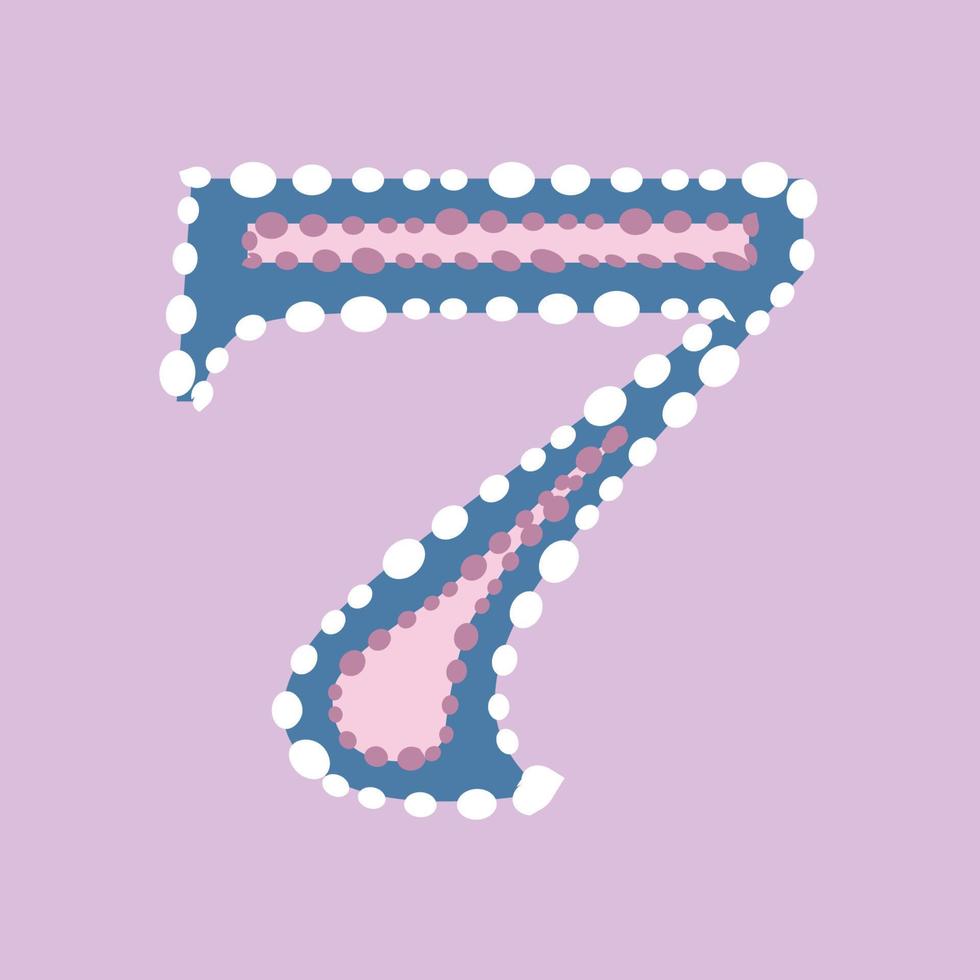 Number seven or 7 colorful isolated vector design.