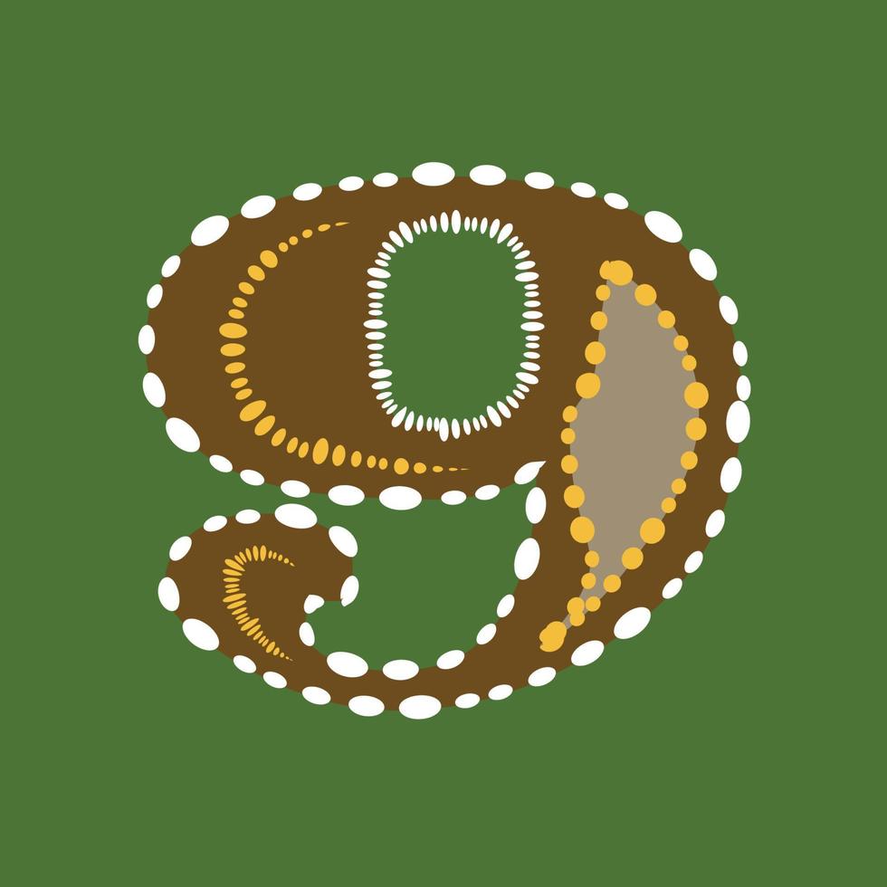Number nine or 9 colorful isolated vector design.
