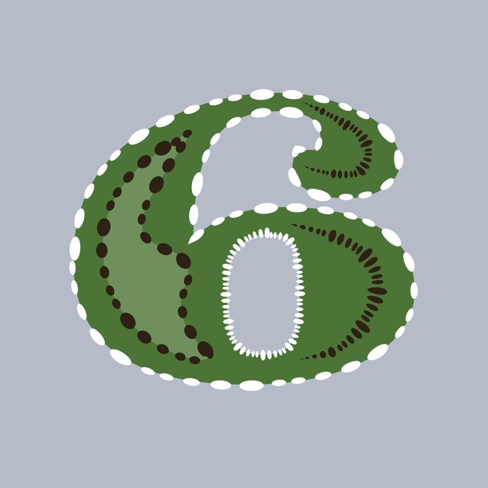 Number six or 6 colorful isolated vector design.