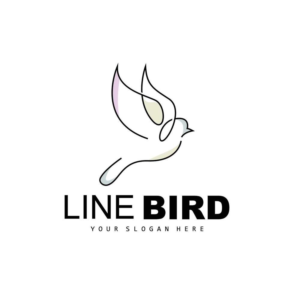 Bird Logo, Vector Hummingbird, Simple Simple line Style Design, Bird Wings Icon Product Brand