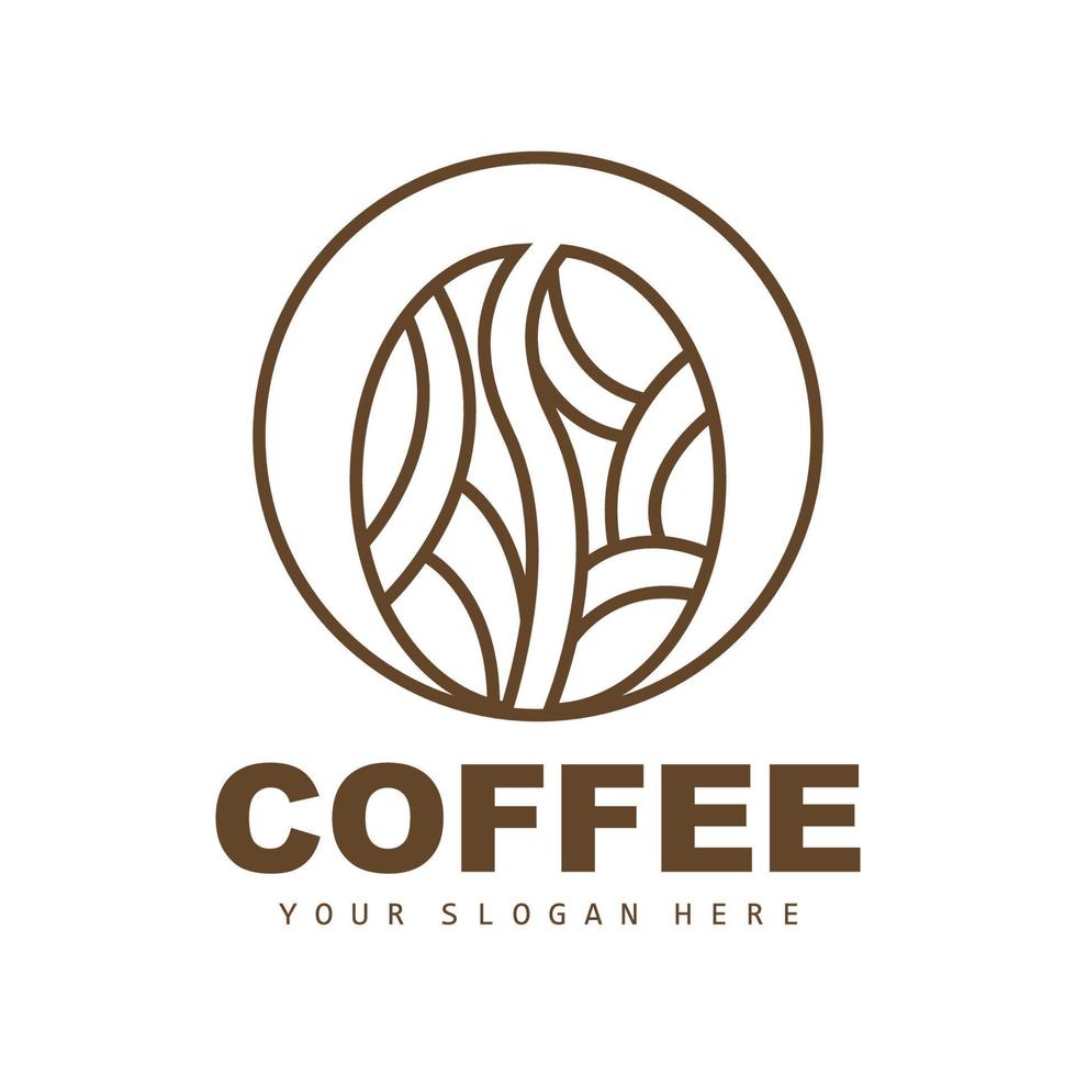 diseño de logotipo de bebida de grano de café en ilustración de vector de color marrón