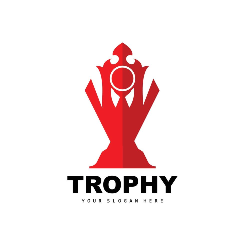 Championship Trophy Logo, Champion Award Winner Trophy Design, Vector Icon Template