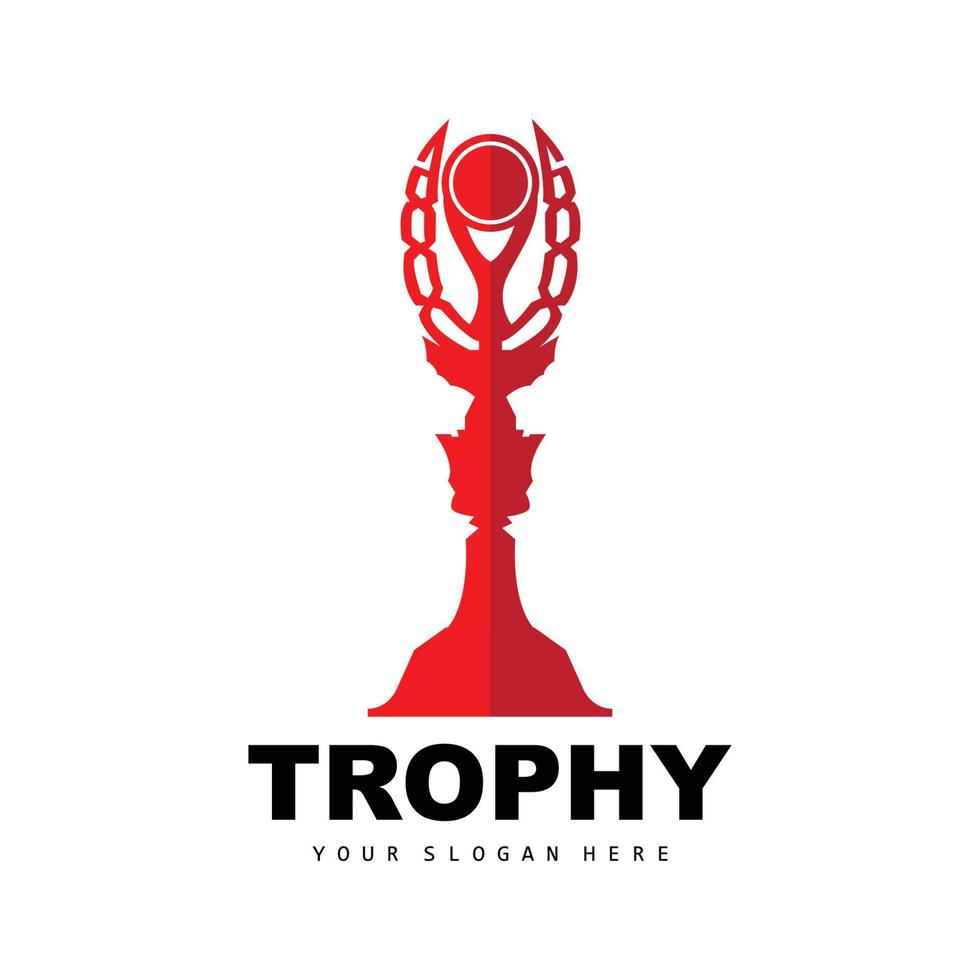 Championship Trophy Logo, Champion Award Winner Trophy Design, Vector Icon Template