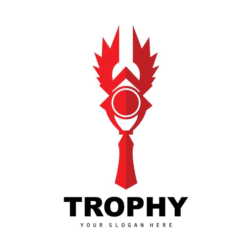 Championship Trophy Logo, Champion Award Winner Trophy Design, Vector Icon Template