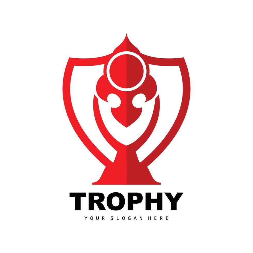 Championship Trophy Logo, Champion Award Winner Trophy Design, Vector Icon Template