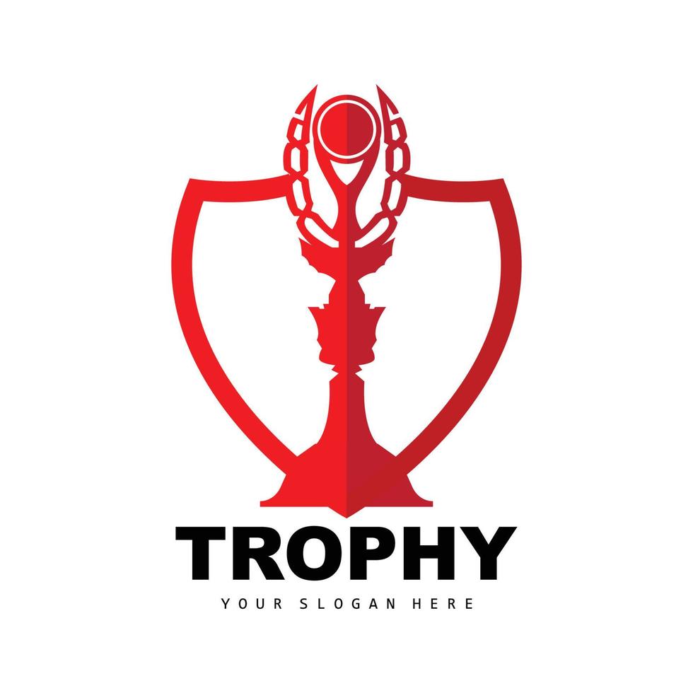Championship Trophy Logo, Champion Award Winner Trophy Design, Vector Icon Template