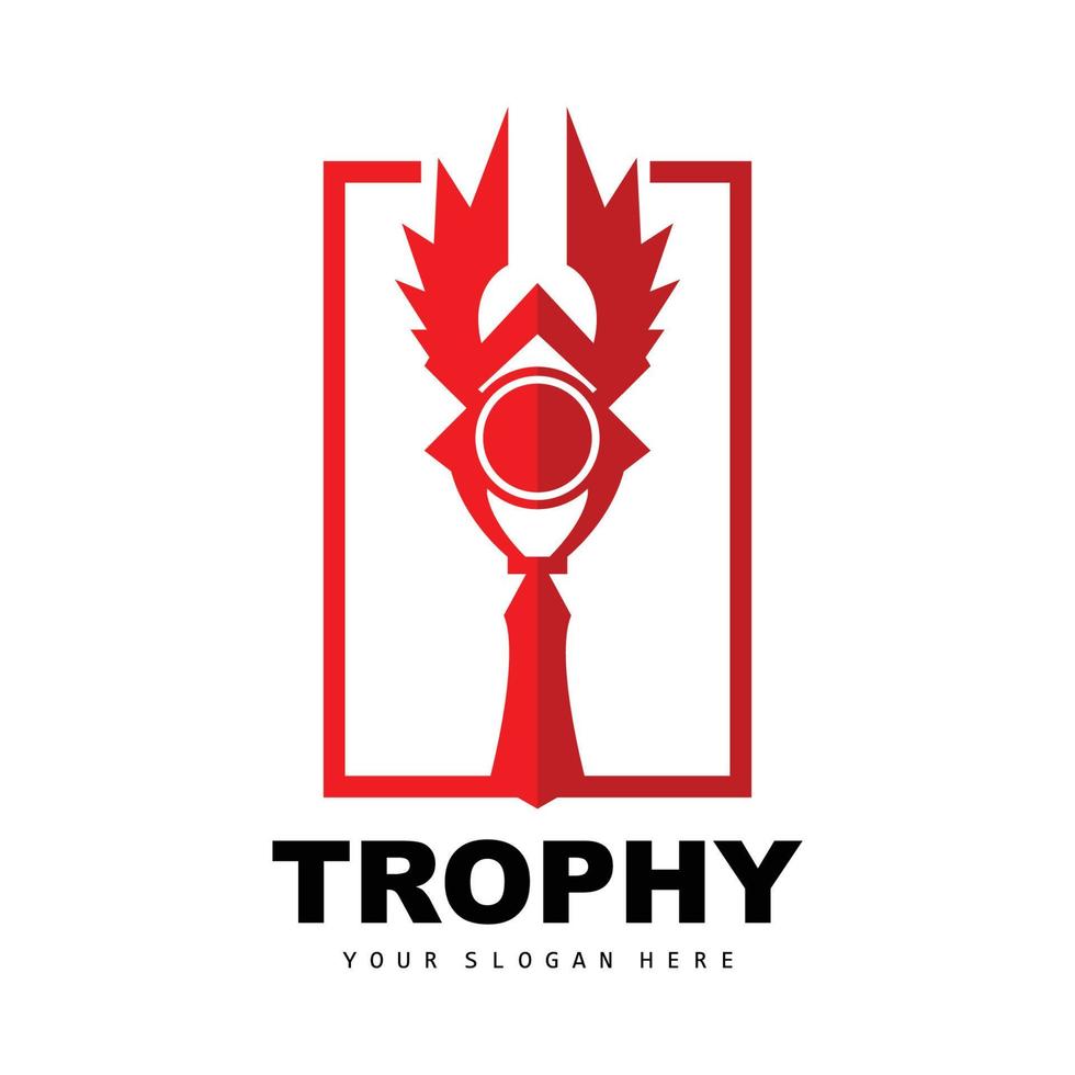 Championship Trophy Logo, Champion Award Winner Trophy Design, Vector Icon Template