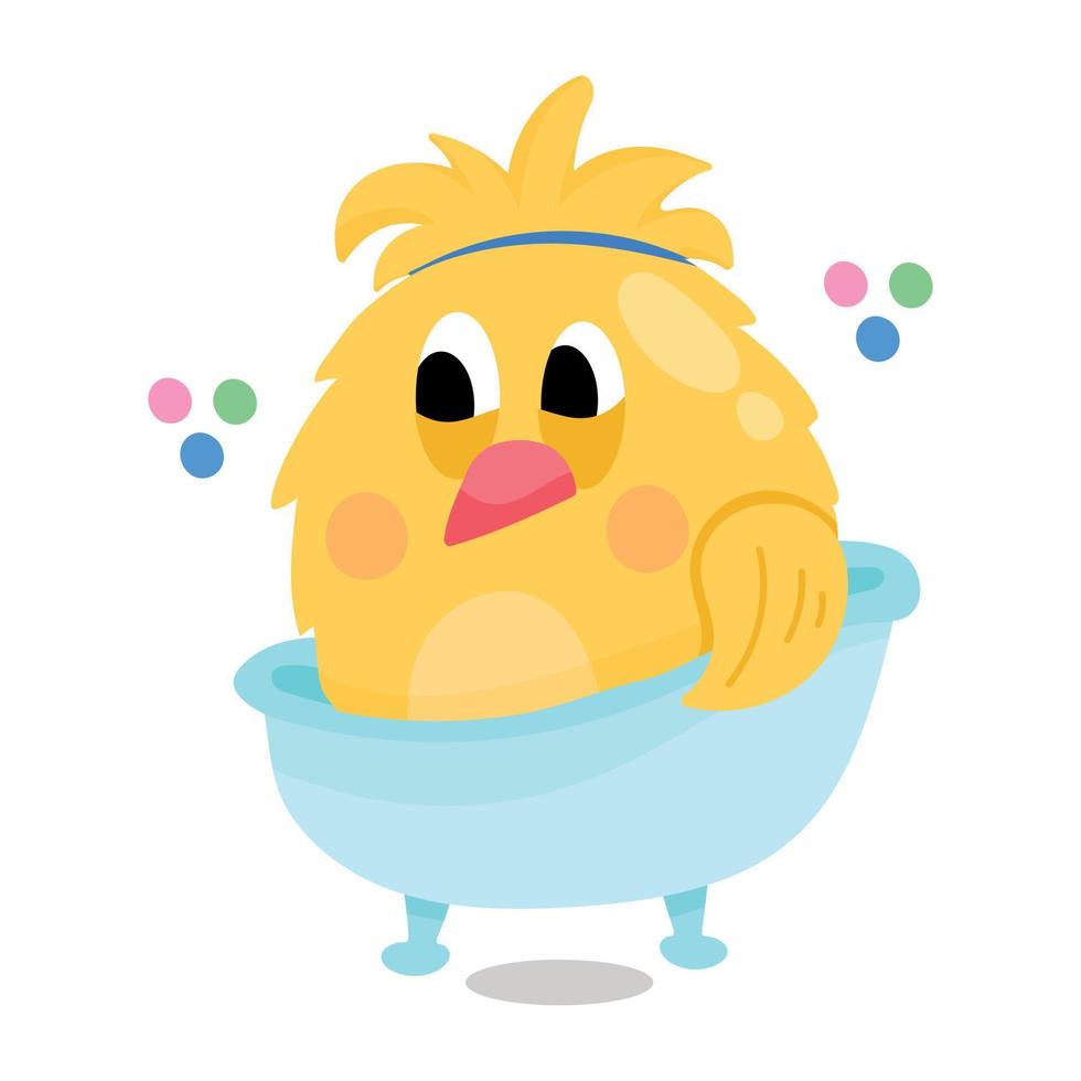 Trendy Bird Bathing vector