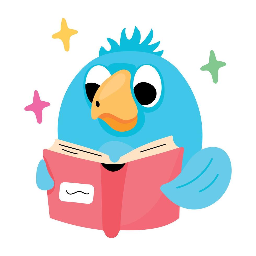 Trendy Bird Reading vector