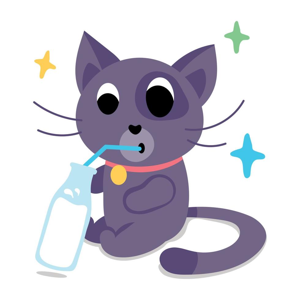 Trendy Cat Drink vector