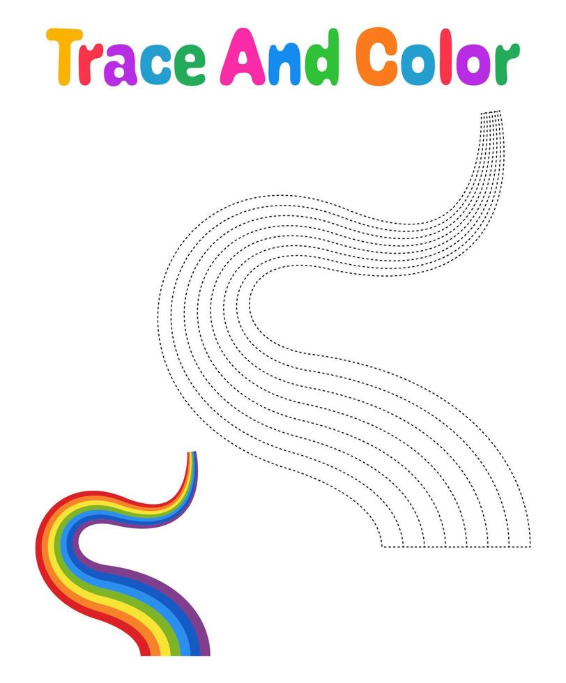 Rainbow tracing worksheet for kids vector