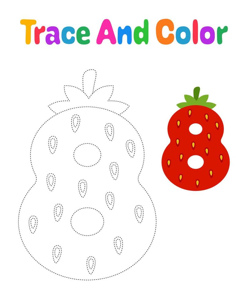 Number 8 tracing worksheet for kids vector