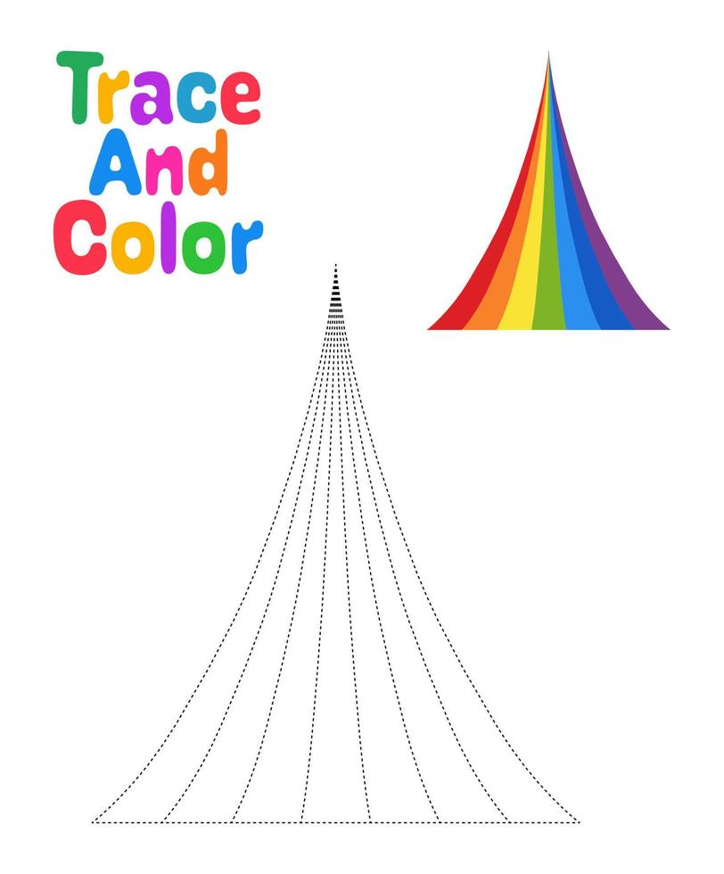 Rainbow tracing worksheet for kids vector