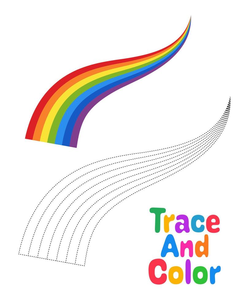 Rainbow tracing worksheet for kids vector