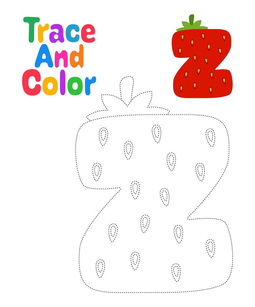 Alphabet Z tracing worksheet for kids vector