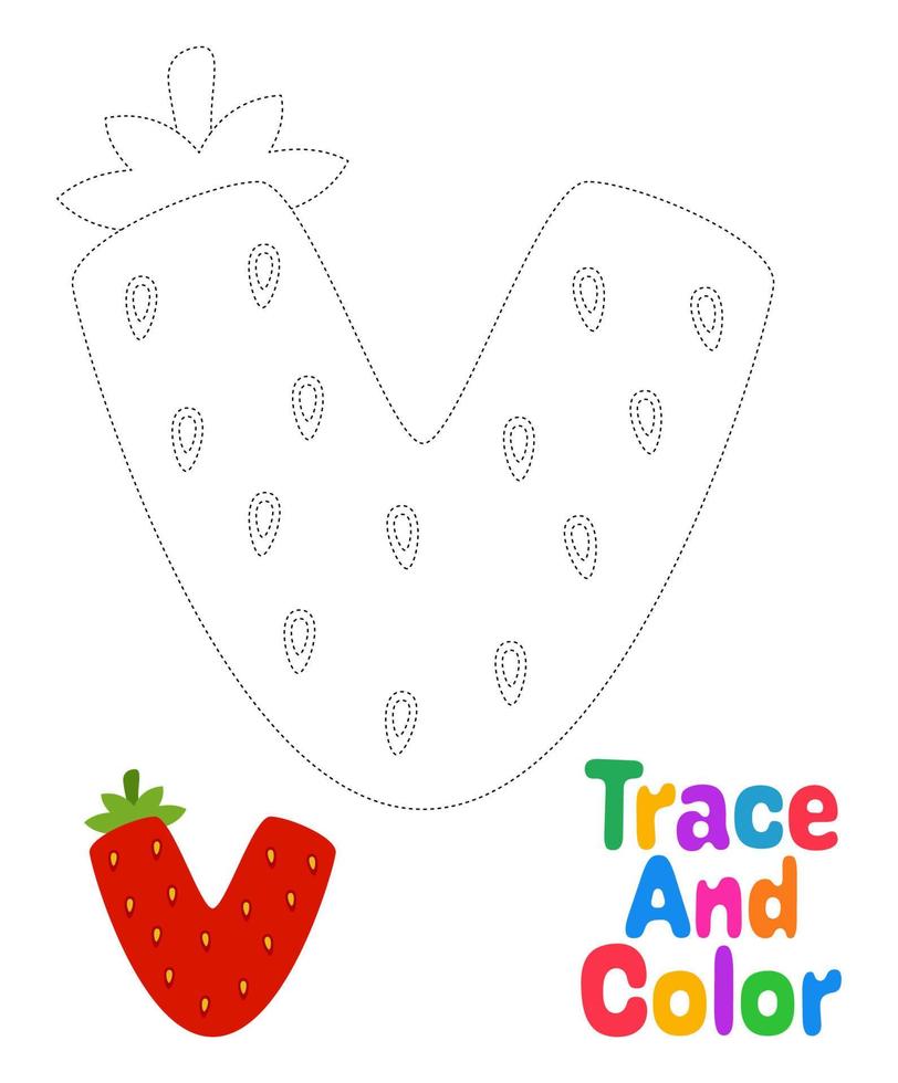 Alphabet V tracing worksheet for kids vector