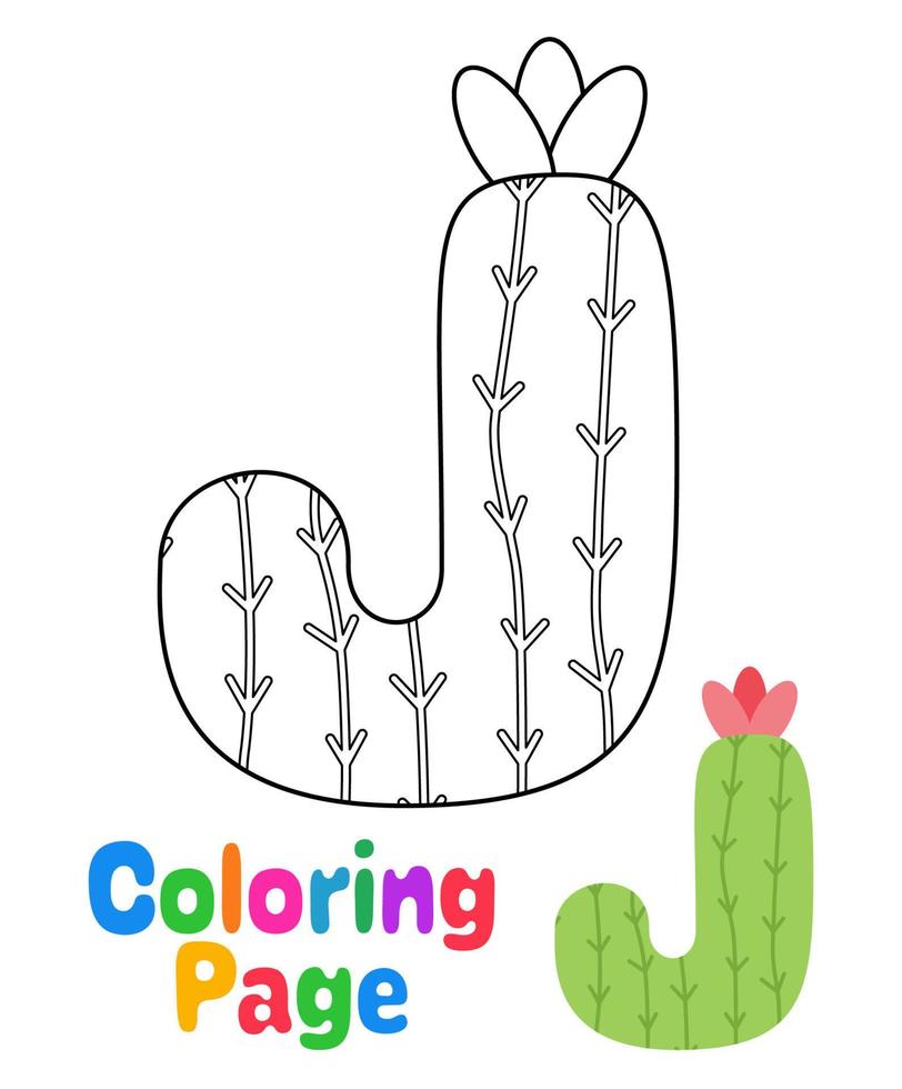 Coloring page with Alphabet J for kids vector