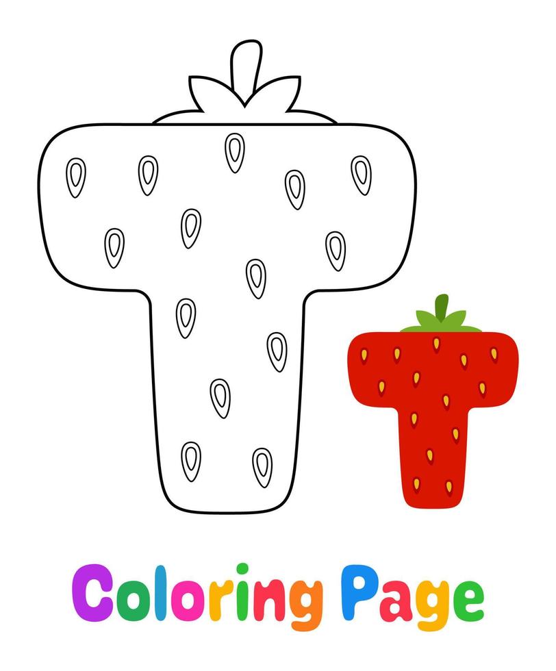 Coloring page with Alphabet T for kids vector