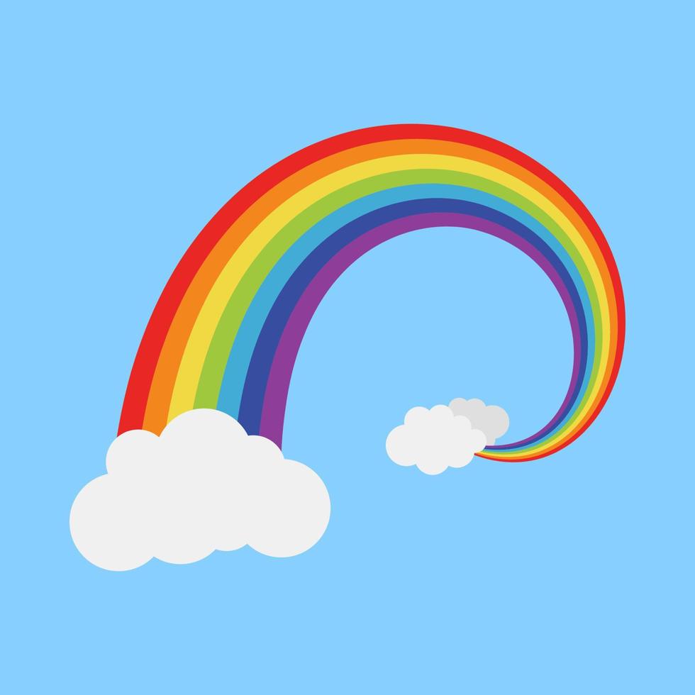 Rainbow with cloud in flat style isolated vector