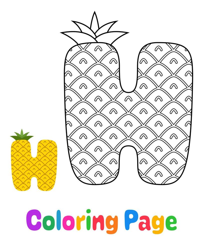Coloring page with Alphabet H for kids vector