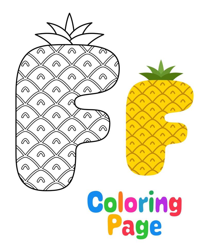 Coloring page with Alphabet F for kids vector