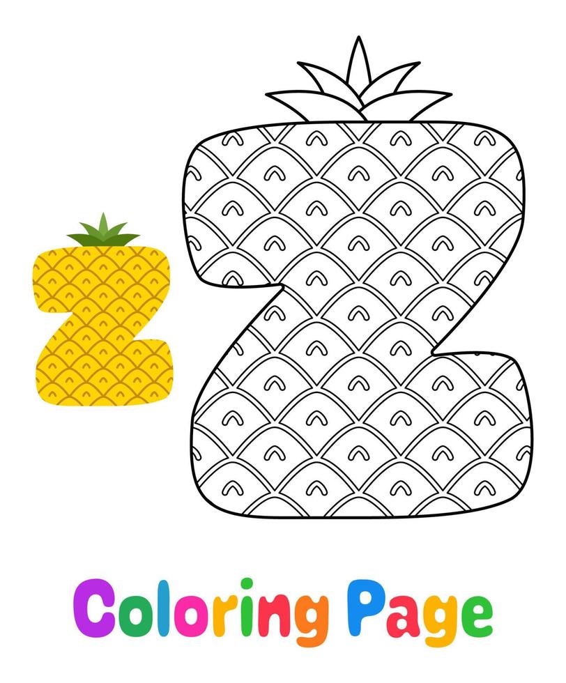 Coloring page with Alphabet Z for kids vector