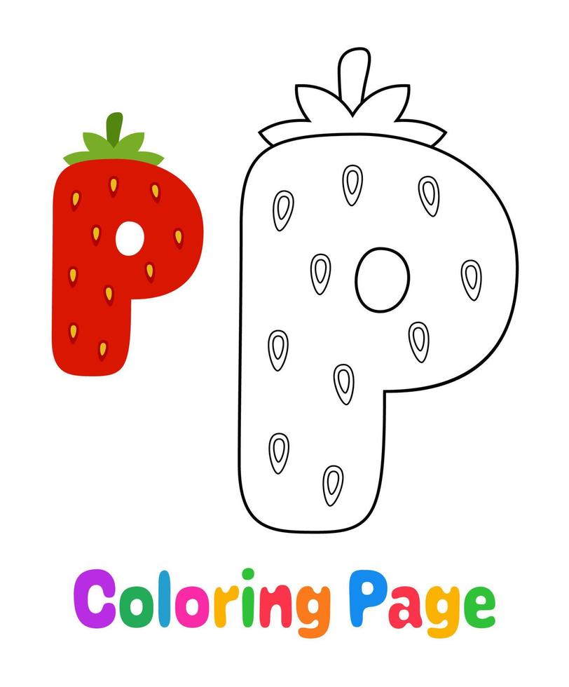 Coloring page with Alphabet P for kids vector