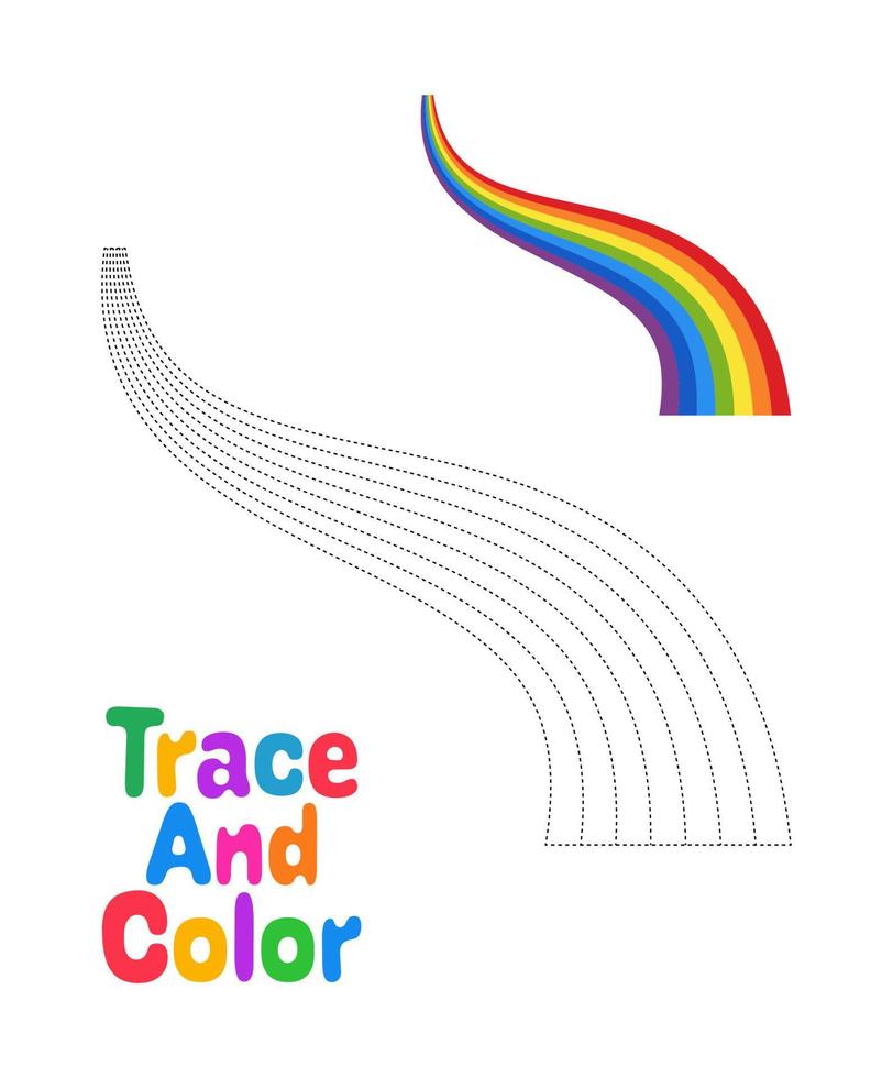 Rainbow tracing worksheet for kids vector