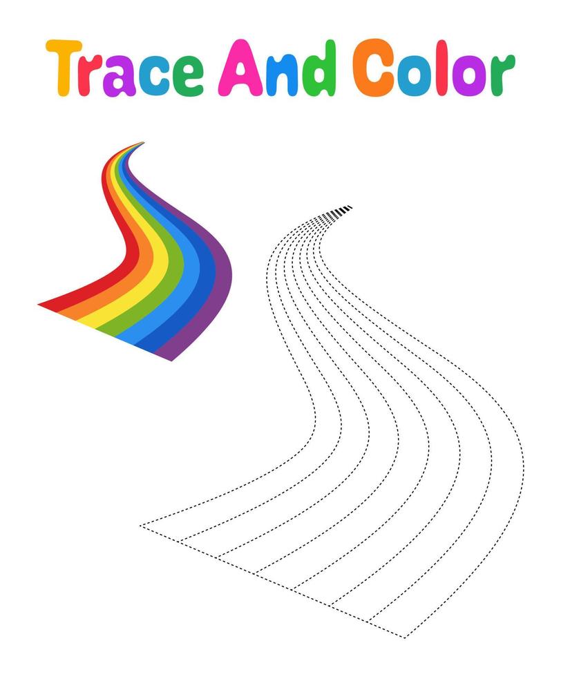 Rainbow tracing worksheet for kids vector