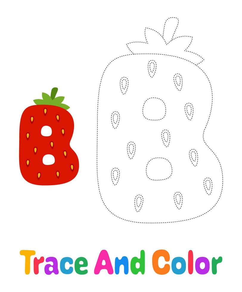 Alphabet B tracing worksheet for kids vector