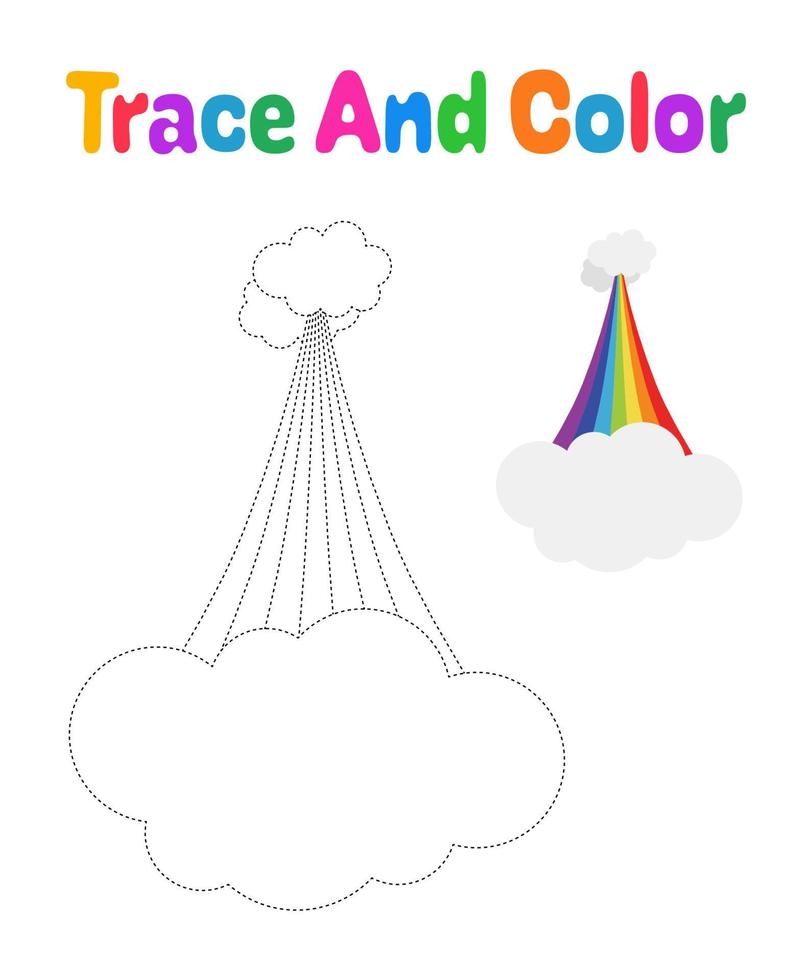 Rainbow tracing worksheet for kids vector