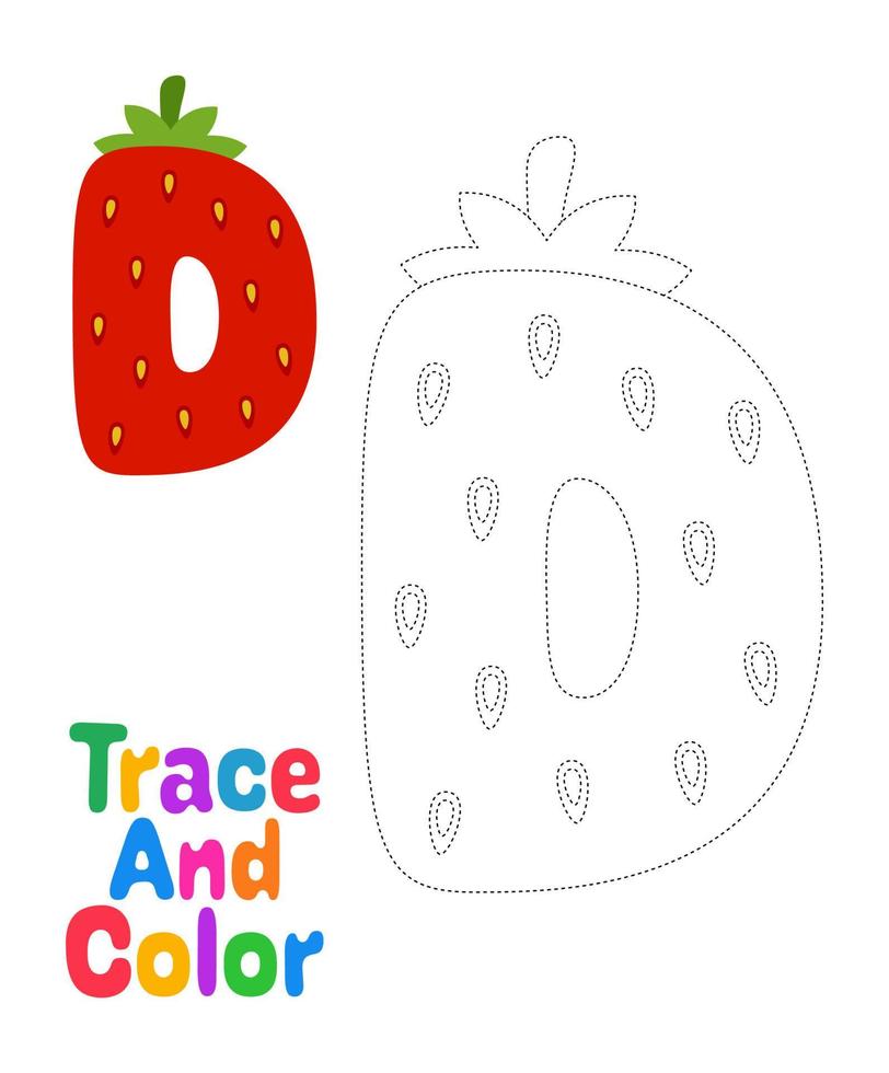 Alphabet D tracing worksheet for kids vector