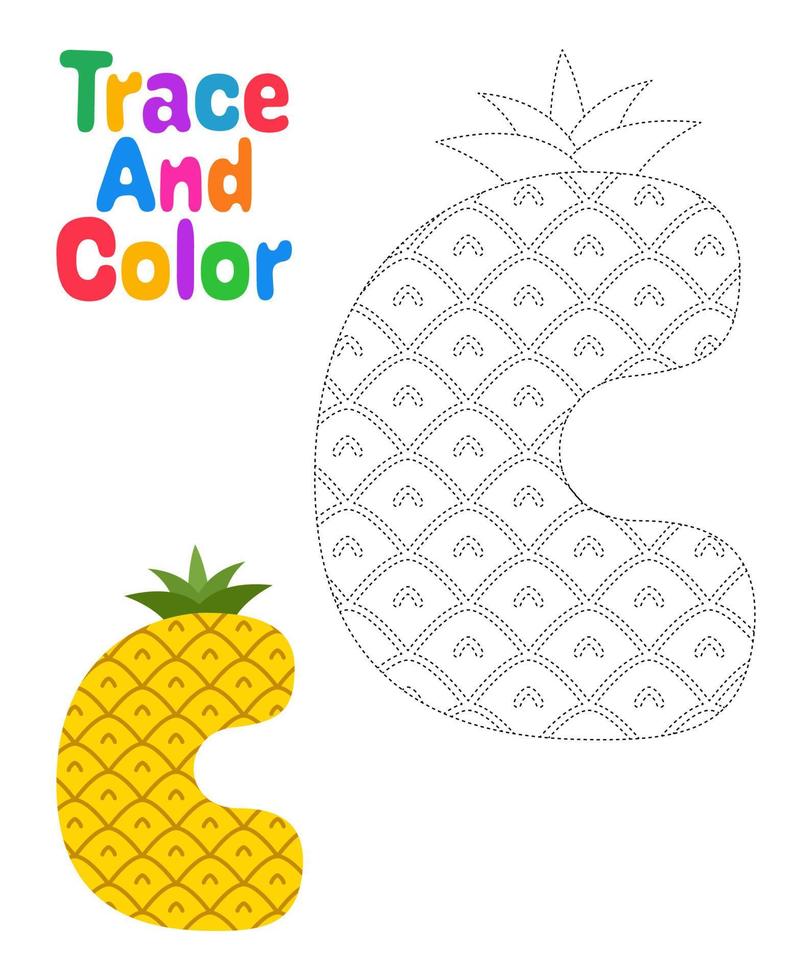 Alphabet C tracing worksheet for kids vector