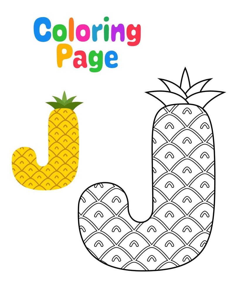 Coloring page with Alphabet J for kids vector