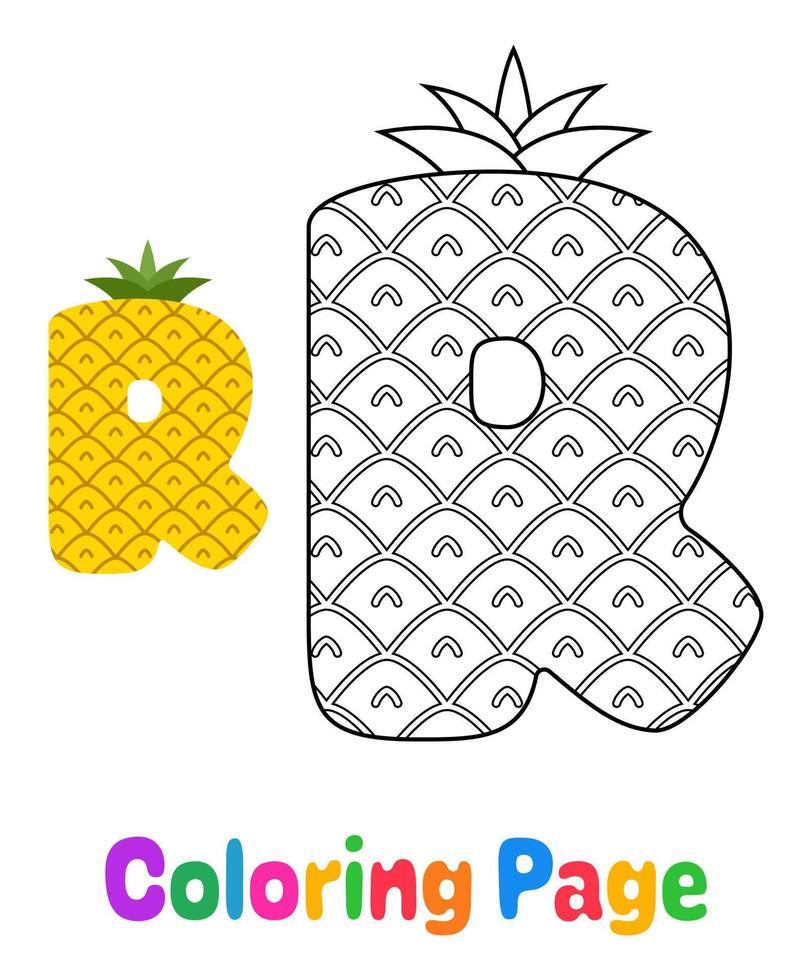 Coloring page with Alphabet R for kids vector