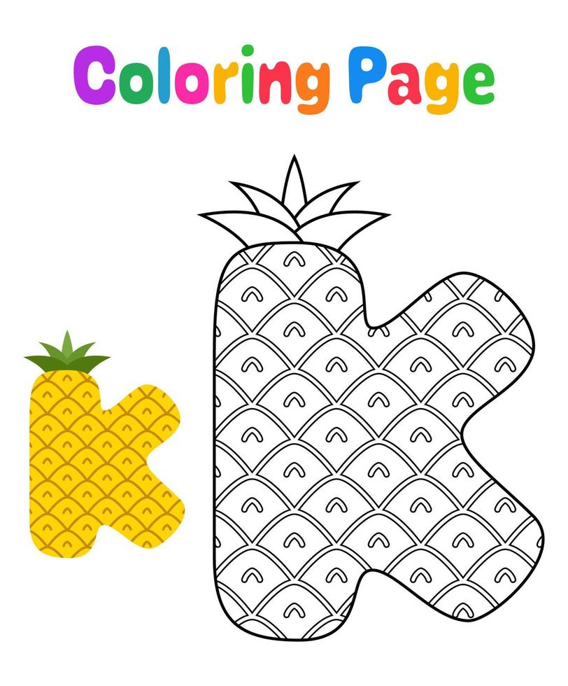 Coloring page with Alphabet K for kids vector