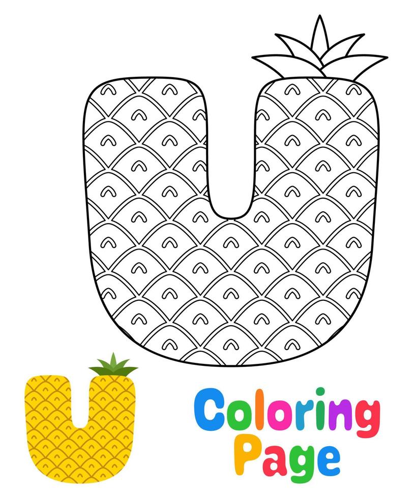 Coloring page with Alphabet U for kids vector
